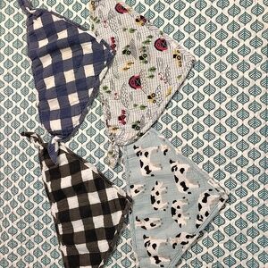 Mud Pie Baby Boy Reversible Farm Theme Bandana 4pc Bibs